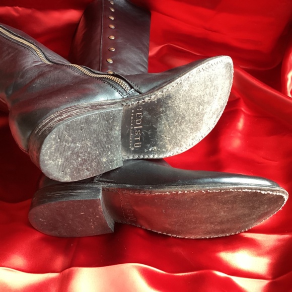 BED STU Black Leather Rivet High Boots - Picture 6 of 11